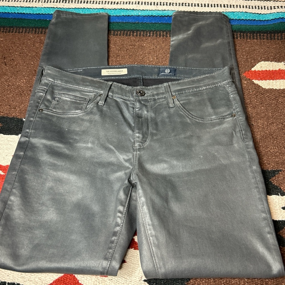 AG Gray Faux Leather Skinny Jeans Staple Piece Minimalist Nuetral